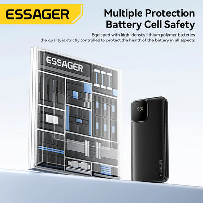Essager 20000mAh Portable Power Bank with Dual Built-In Cables - Fast 22.5W Charging for iPhone 16, 15 Pro & Xiaomi